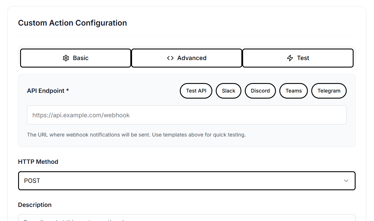 AI Desk Custom Action Configuration